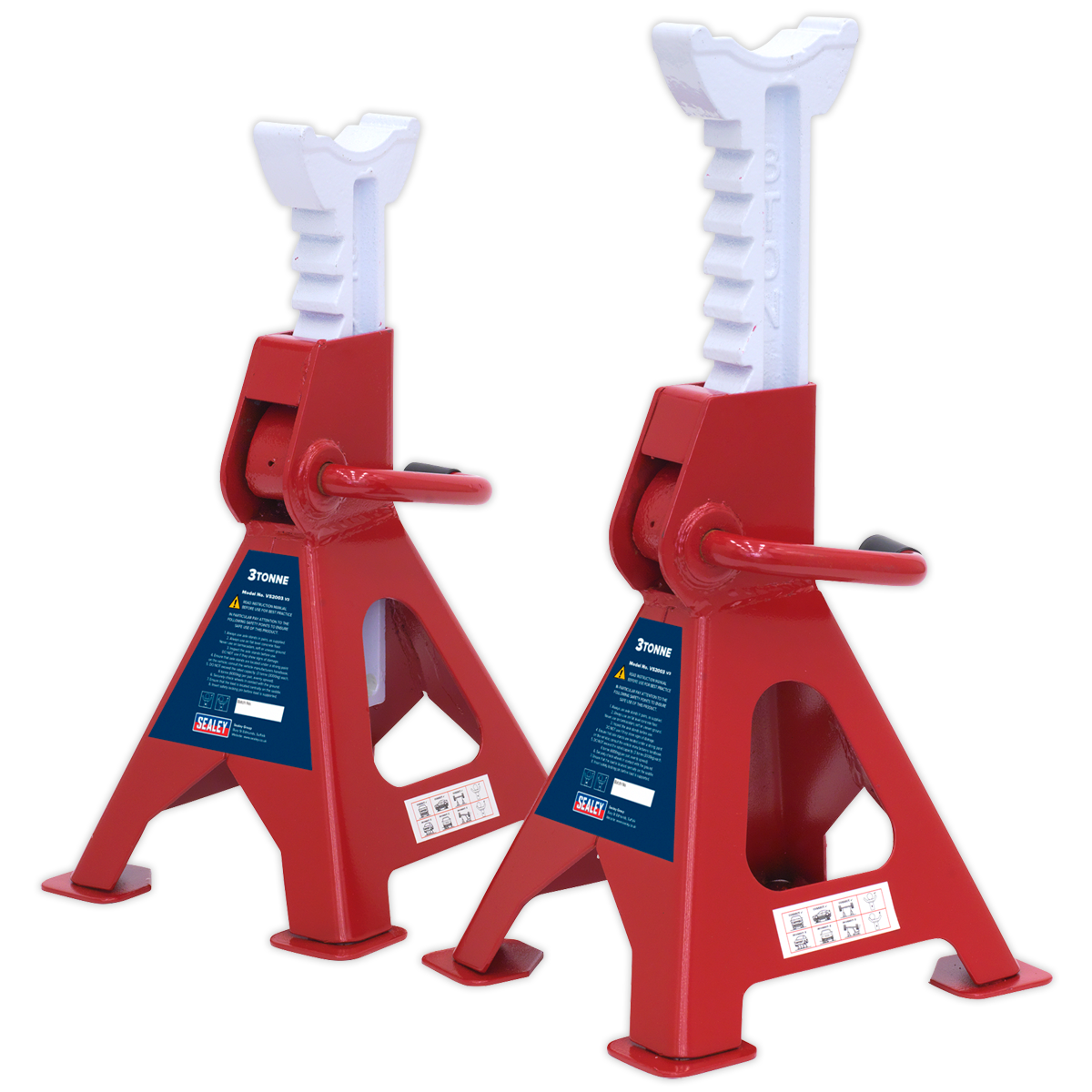Sealey VS2003 Axle Stands (Pair) 3tonne Capacity per Stand Ratchet Type