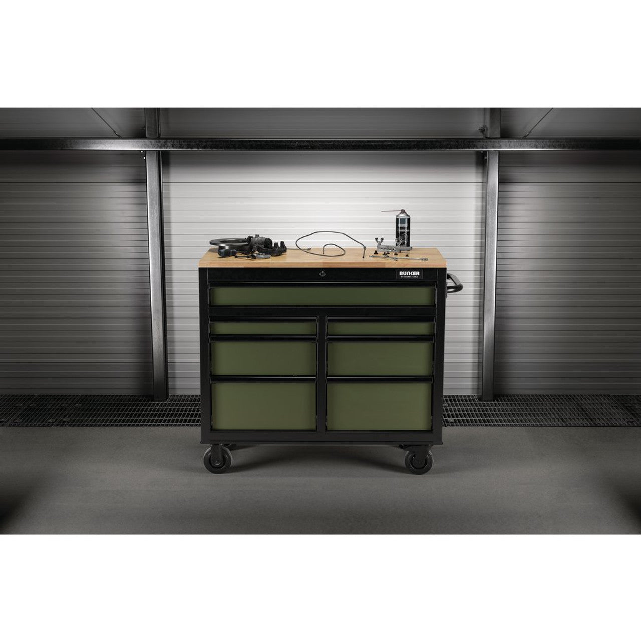 Draper 08221 BUNKER Workbench Roller Tool Cabinet 7 Drawer Green