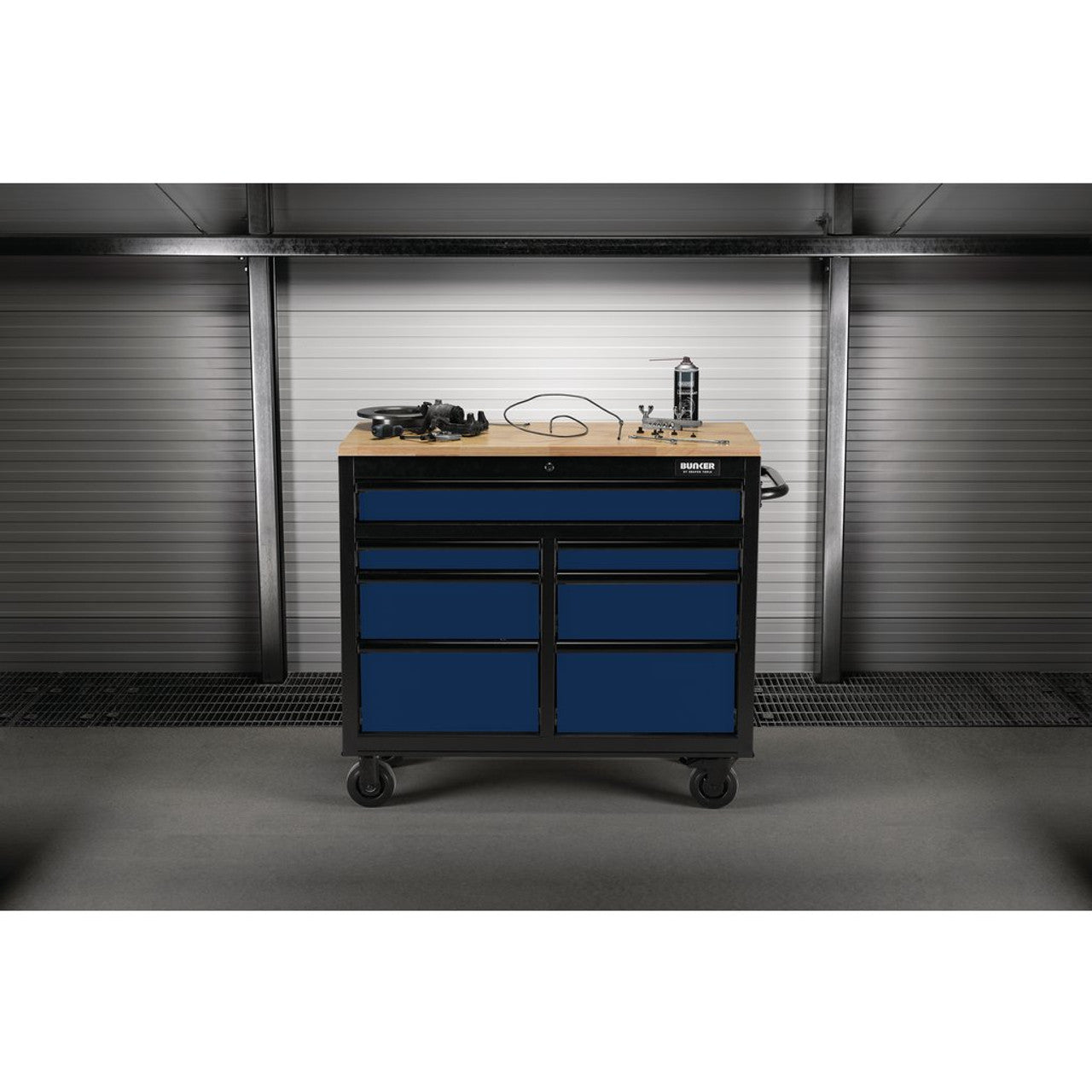 Draper 08222 BUNKER Workbench Roller Tool Cabinet 7 Drawer Blue