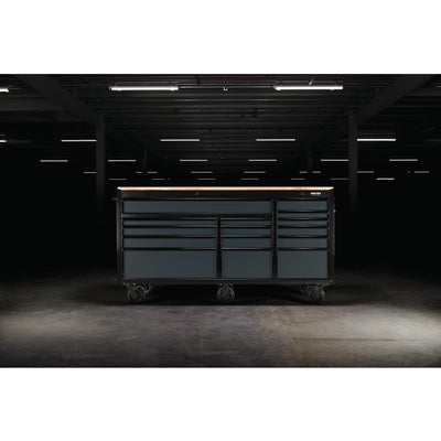 Draper 08241 BUNKER Workbench Roller Tool Cabinet, 72", 15 Drawer, Grey