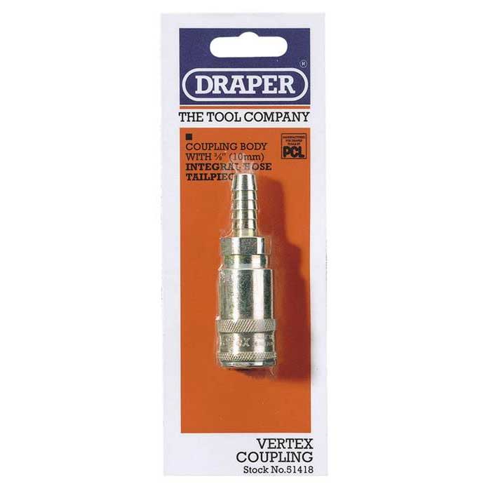 Draper 51418 3/8" Bore Vertex Air Line Coupling with Tailpiece