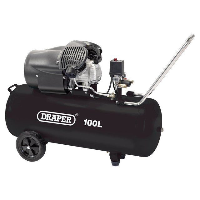 Draper 65396 100L Direct Drive V-Twin Air Compressor, 2.2kW/3hp