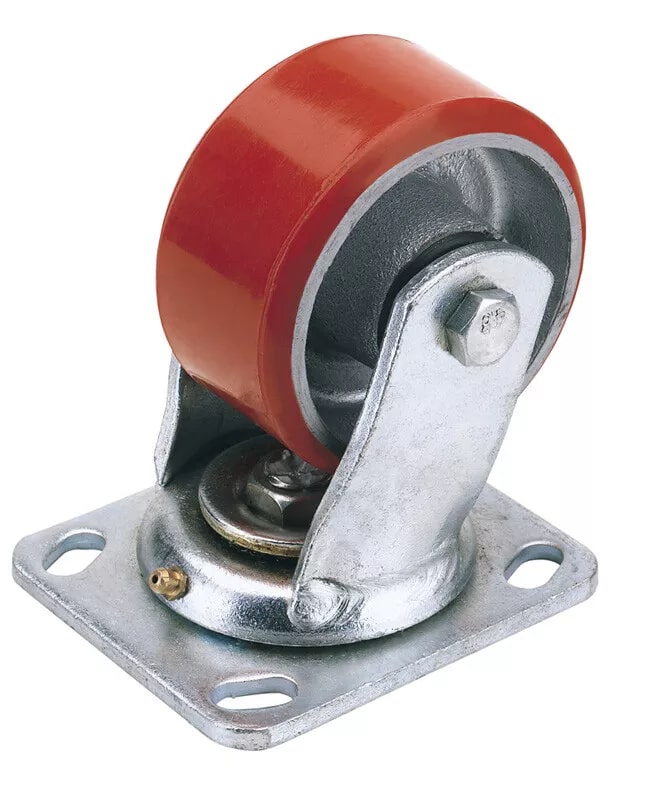 Draper 65529 Swivel Plate Fixing Heavy Duty Polyurethane Wheel, 160mm Diameter, S.W.L. 400kg