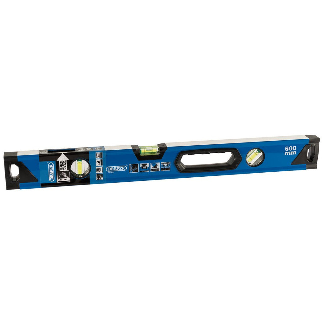 Draper 75102 Box Section Level with Side View Vial, 600mm