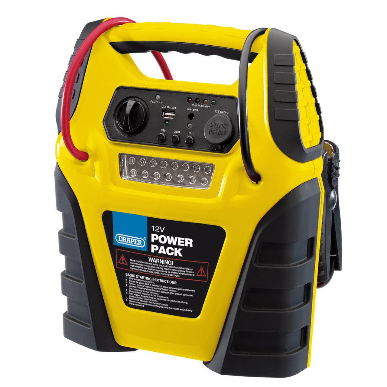 Draper 90643 12V Jump Starter with Air Compressor 900 Peak Amps