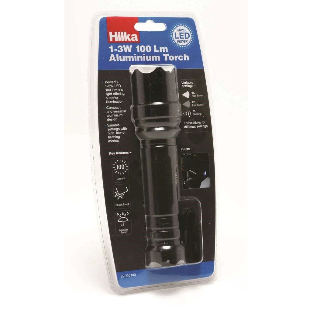 Hilka 1-3w 100 Lumens Aluminium Torch