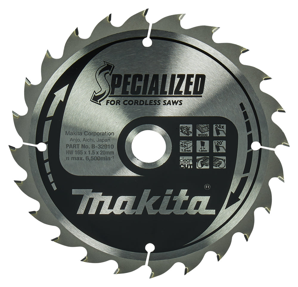Makita B-32910 Circular Saw Blade T.C.T, 165 x 20 mm, 24 T