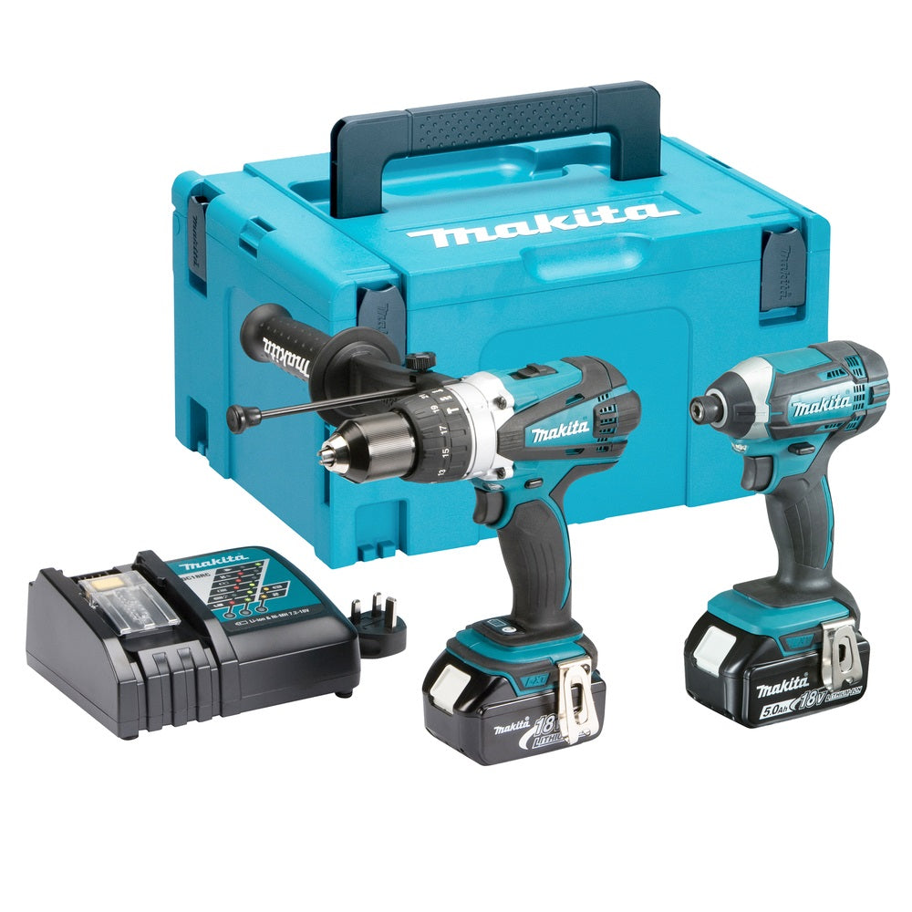 Makita DLX2145TJ 18v Twin Pack - DHP458, DTD152 Impact Driver, 2 x 5.0ah + Charger + Case