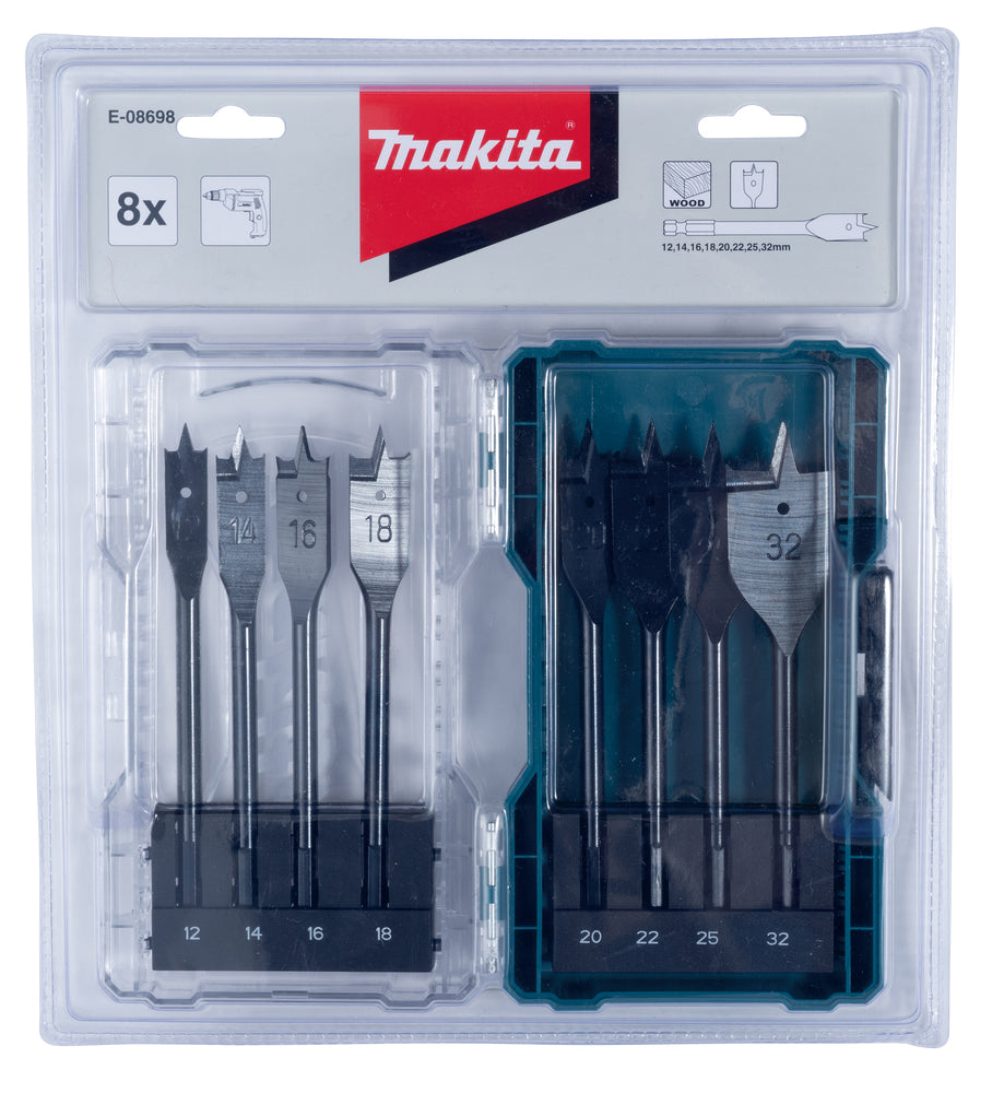 Makita E-08698 8 Piece Flat Drill Bits 1/4 Hex