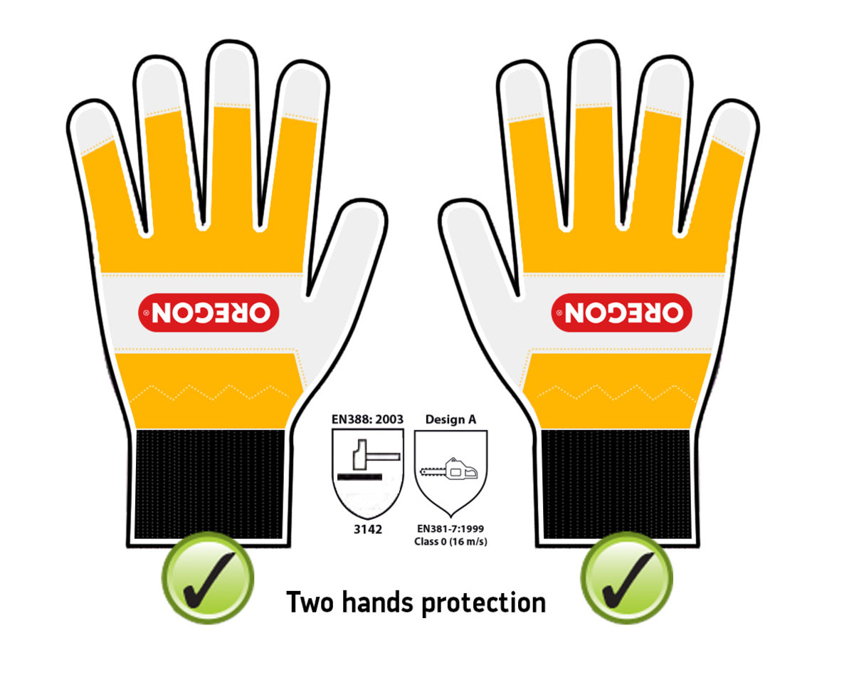 Oregon 295399 Chainsaw Gloves, 2-Hand Protection