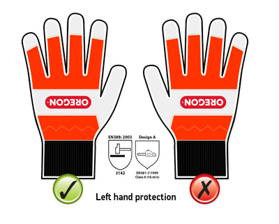 Oregon 91305M Chainsaw Left-Hand Protection Leather Gloves – Medium (Size 9)