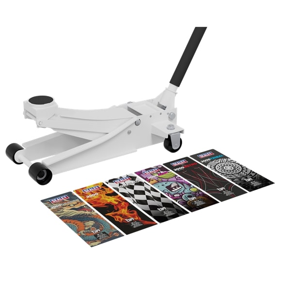 Sealey 2000CW Low Entry Custom Design Trolley Jack with Rocket Lift 2 Tonne - White