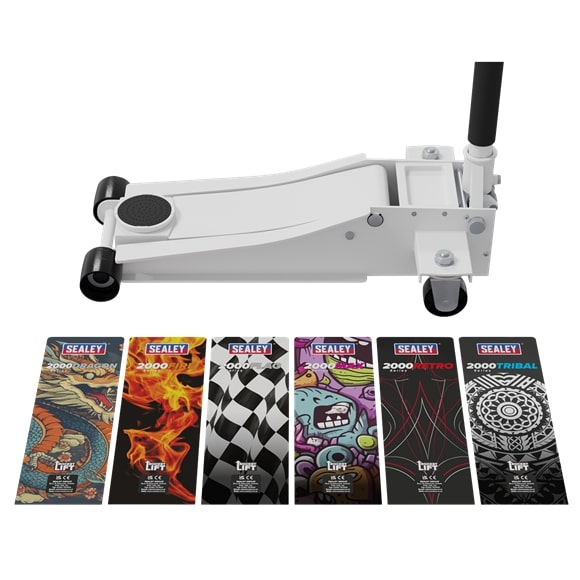 Sealey 2000CW Low Entry Custom Design Trolley Jack with Rocket Lift 2 Tonne - White