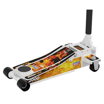 Sealey 2000CW Low Entry Custom Design Trolley Jack with Rocket Lift 2 Tonne - White