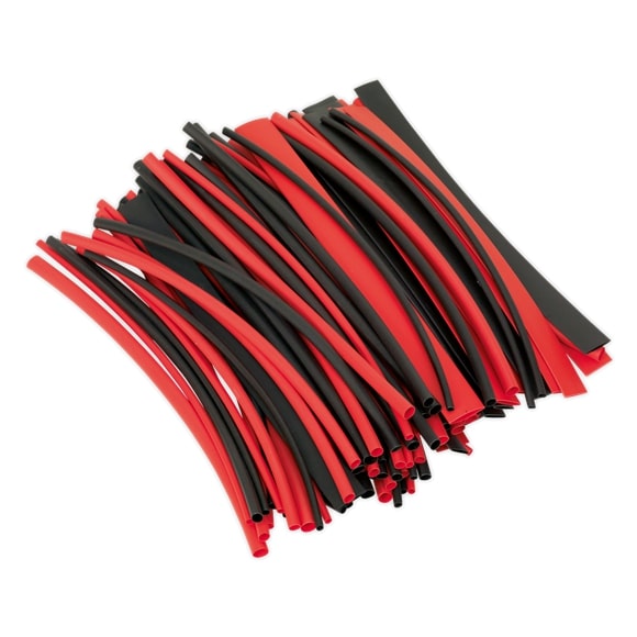 Sealey HST200BR 100pc 200mm Heat Shrink Tubing - Black & Red