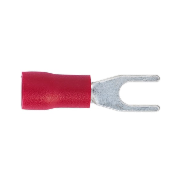 Sealey RT13 Ø3.7mm (4BA) Red Easy-Entry Fork Terminal - Pack of 100