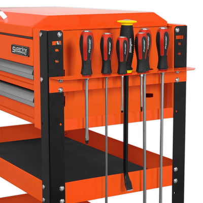 Sealey AP760MO Heavy-Duty Mobile Tool & Parts Trolley 2 Drawers & Lockable Top - Orange