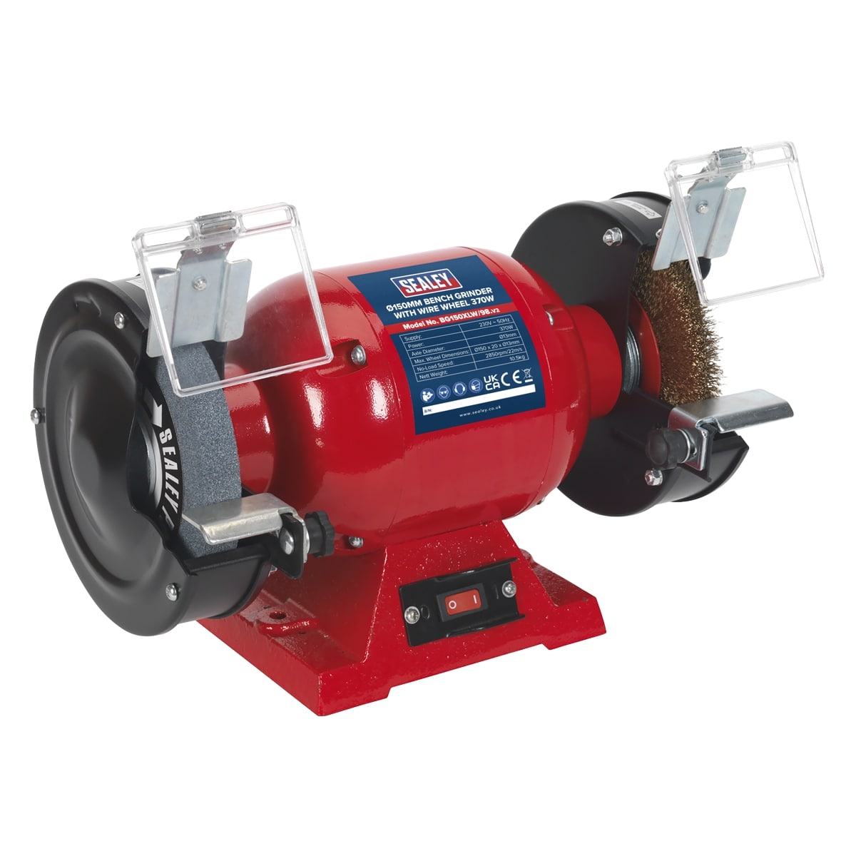 Sealey BG150XLW/98 Bench Grinder 150mm with Wire Wheel 370W/230V