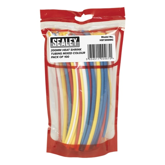 Sealey HST200MC 100pc 200mm Heat Shrink Tubing - Mixed Colours