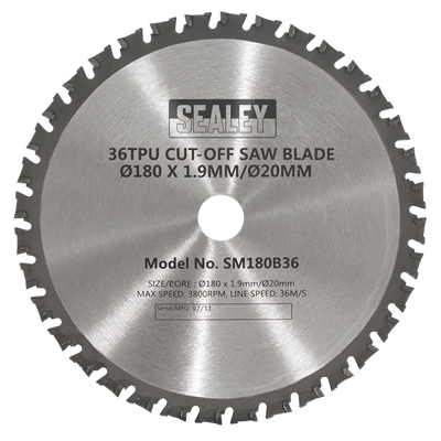 Sealey SM180B36 Cut-Off Saw Blade 180 x 1.9mm/20mm 36tpu