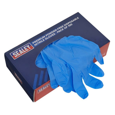 Sealey SSP55L Premium Powder-Free Disposable Nitrile Gloves, Large - Pack of 100