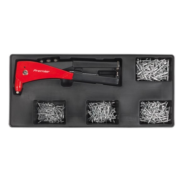 Sealey TBT15 Tool Tray with Riveter & 400 Assorted Rivet Set