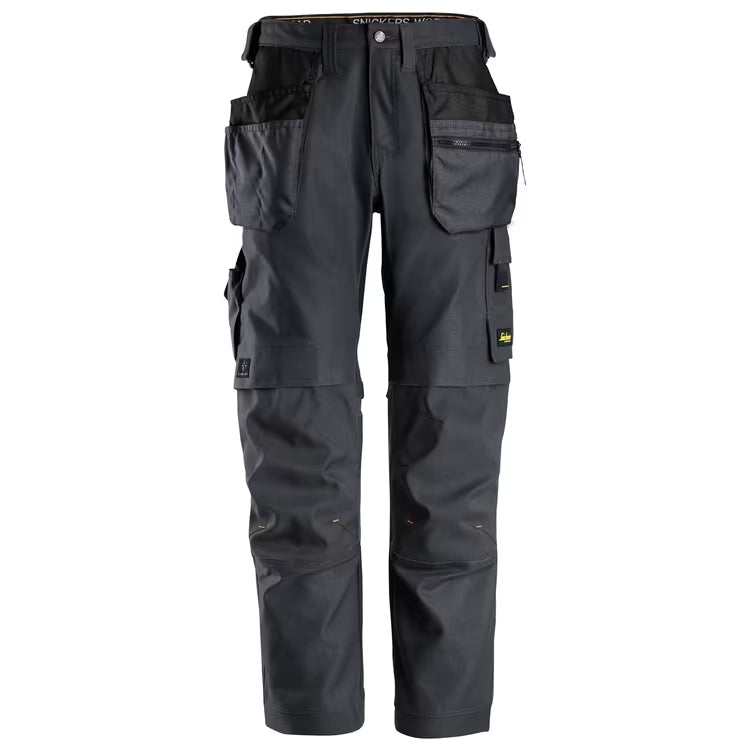 Snickers 6224 AllroundWork Canvas+ Stretch Work Trousers+ Hoslter Pockets, Steel Grey