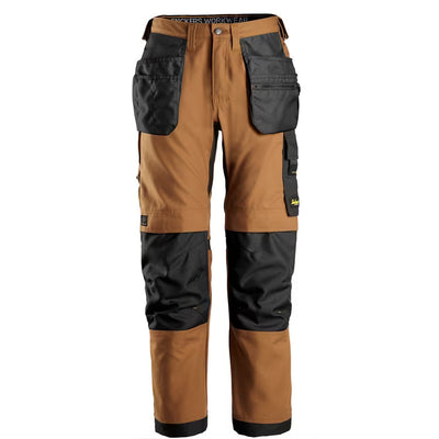 Snickers 6224 AllroundWork Canvas+ Stretch Work Trousers+ Hoslter Pockets, Brown/Black