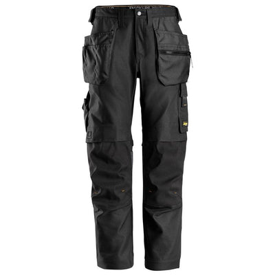 Snickers 6224 AllroundWork Canvas+ Stretch Work Trousers+ Hoslter Pockets, Black