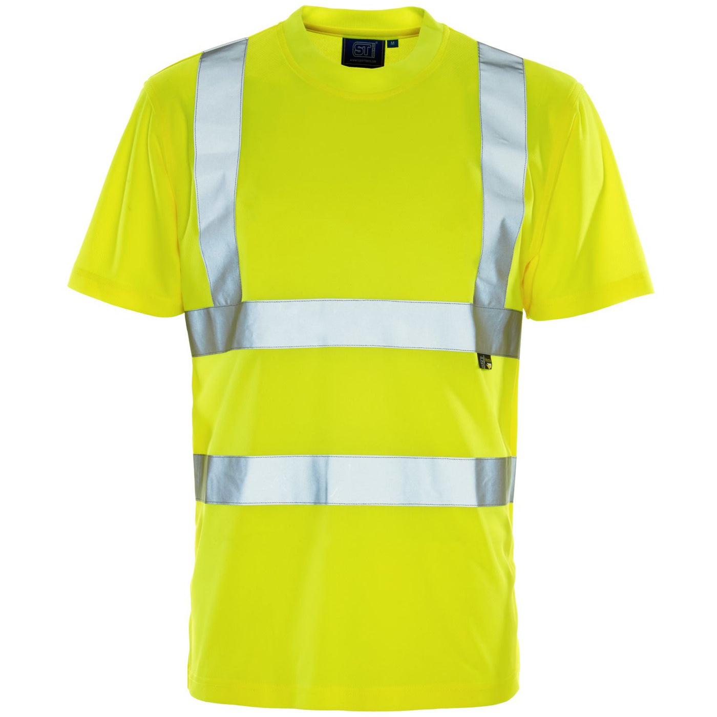 Supertouch Hi-Vis Two Tone Short Sleeve Bird Eye T-Shirt, Yellow/ Navy