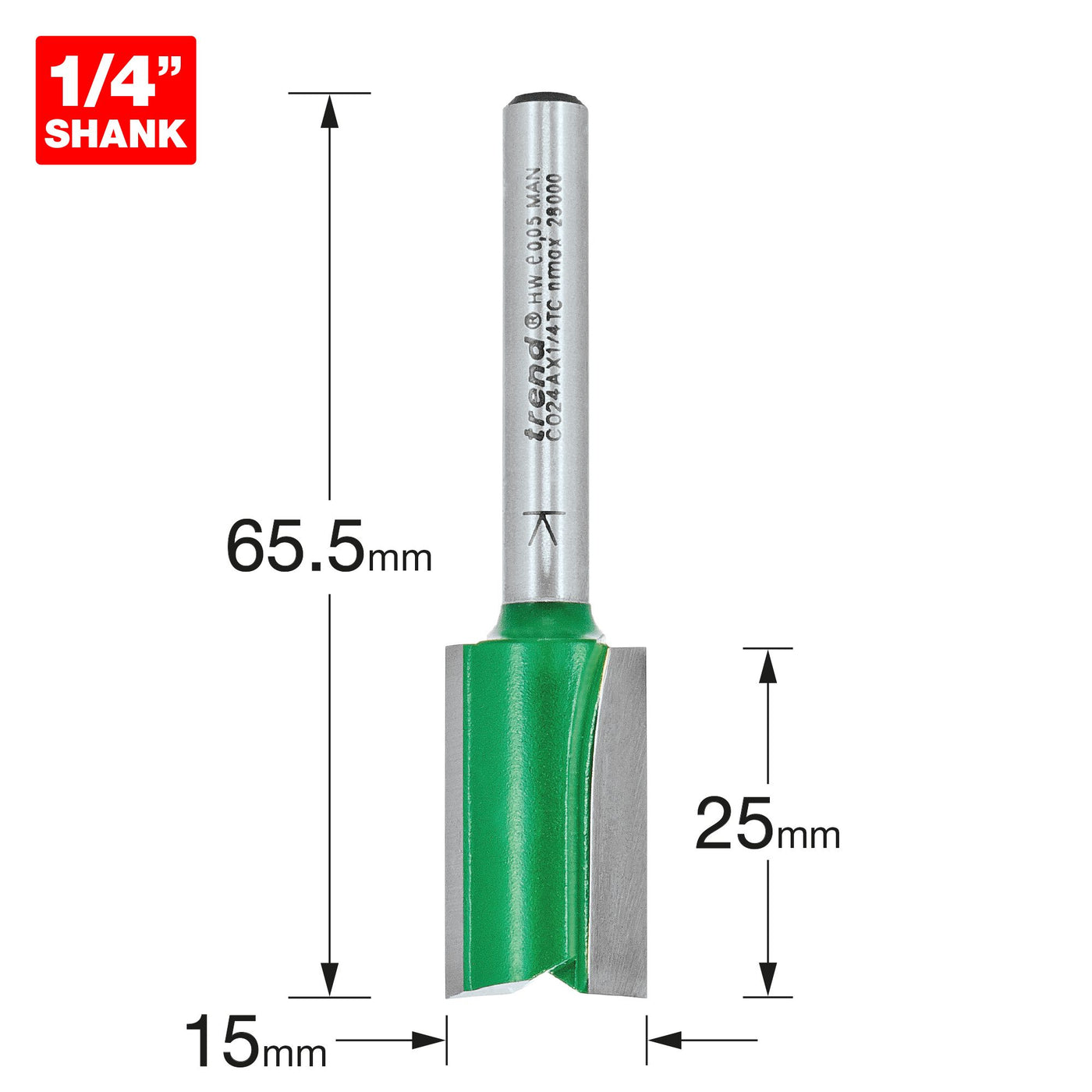 Trend Two Flute Cutter 15.0mm Diameter x 25mm