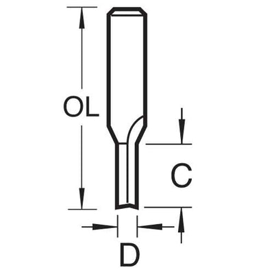 Trend 3/01X1/4TC Two Flute Cutter 4mm Diameter