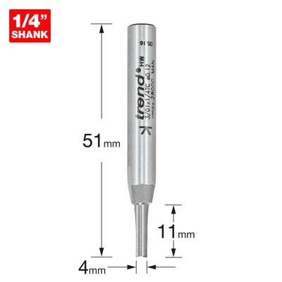 Trend 3/01X1/4TC Two Flute Cutter 4mm Diameter