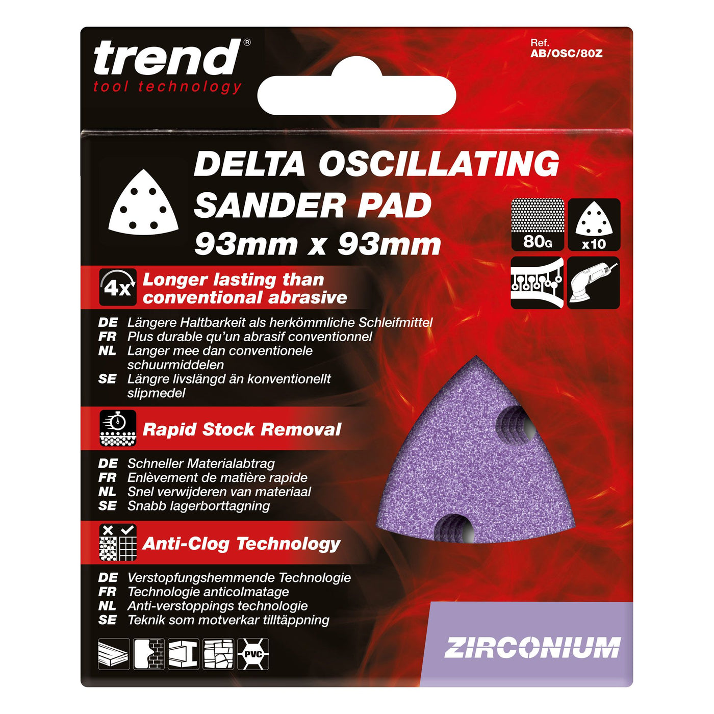 Trend Delta Sanding Sheet 93mm 80 Grit 10 Pack