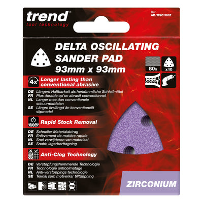 Trend Delta Sanding Sheet 93mm 80 Grit 10 Pack