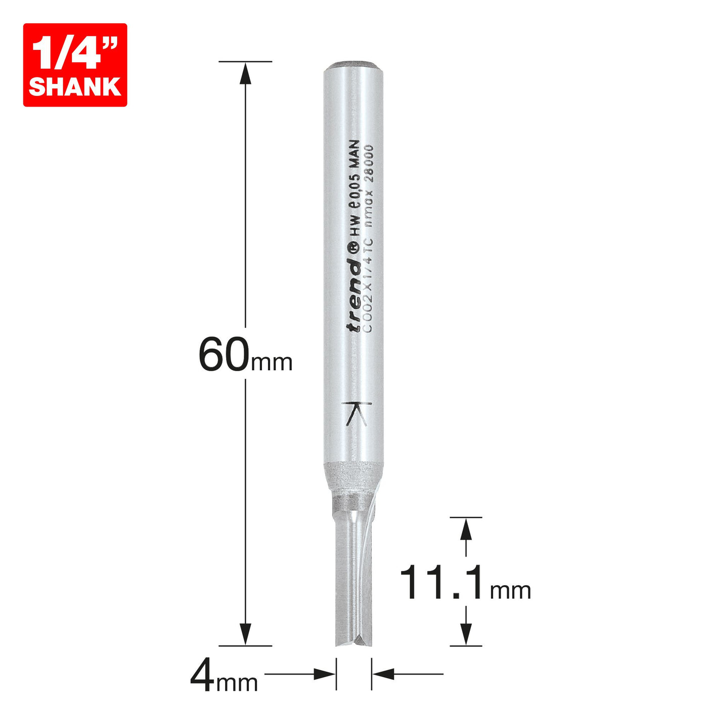 Trend Two Flute Cutter 4.0mm Diax 11.1mm