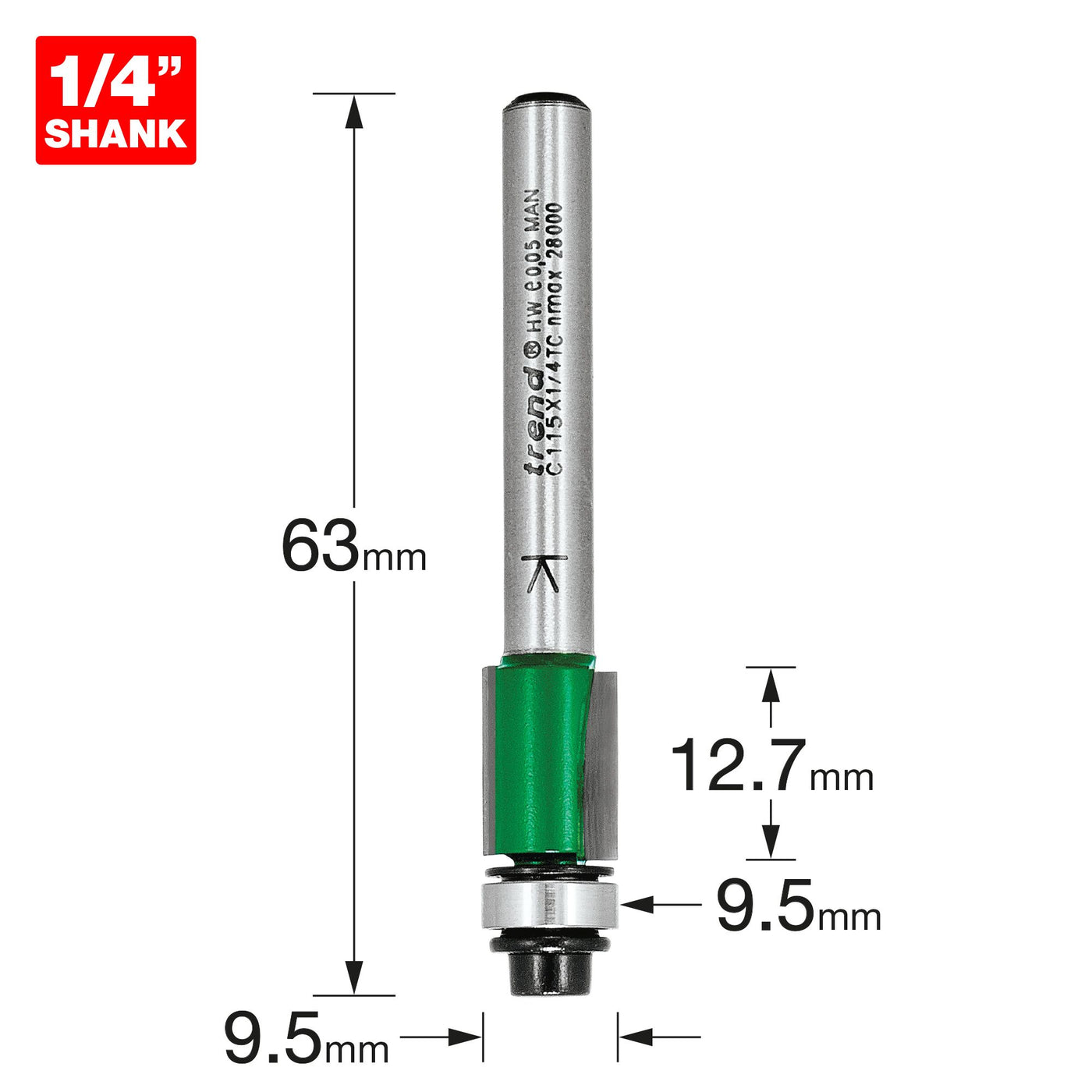 Trend Self Guided Trimmer 9.5mm Diameter x 12.7mm