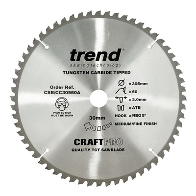 Trend Craft Saw Blade Crosscut 305mm x 60 teeth x 30mm