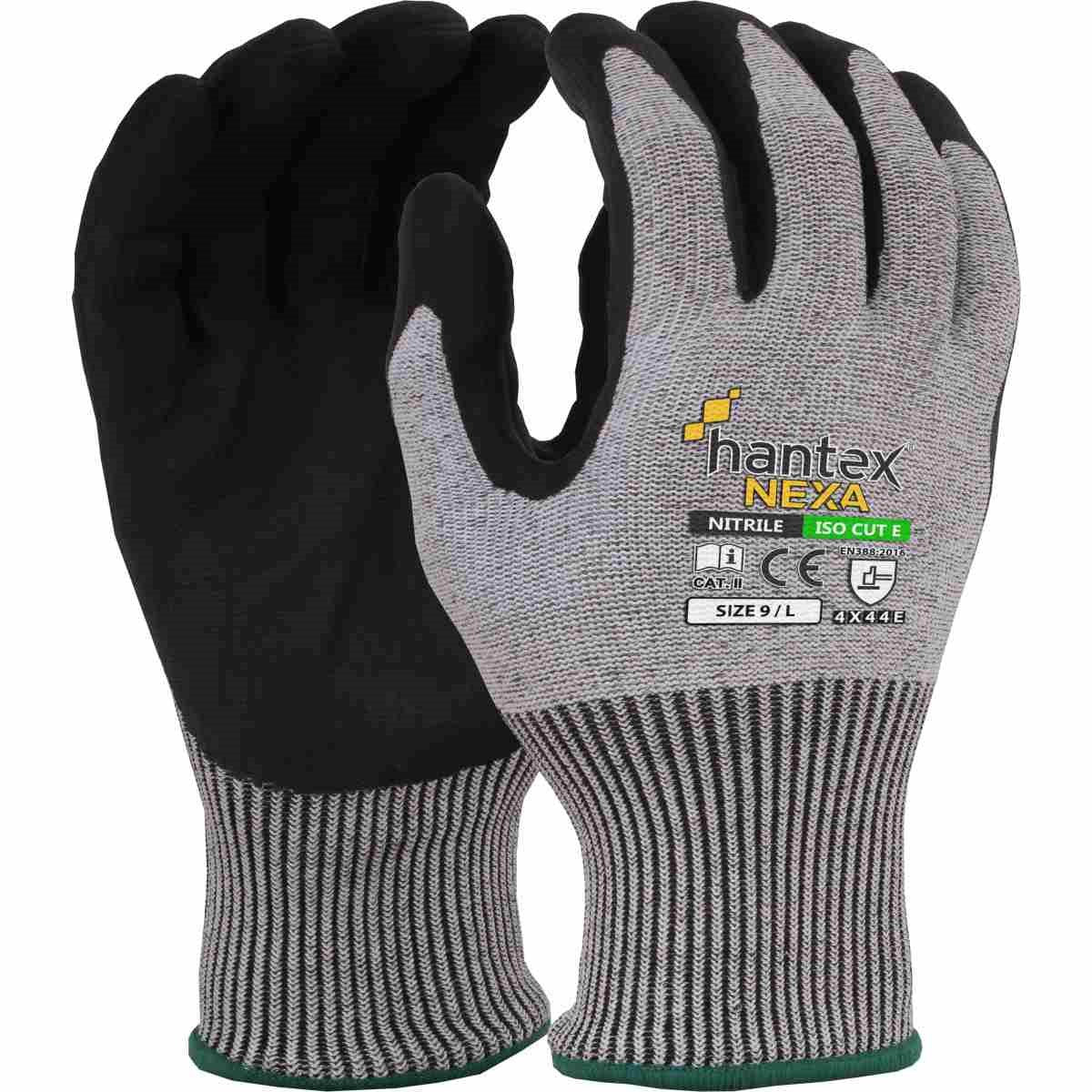 Ultimate Industrial Hantex Nexa - ISO Cut Resistant Gloves, Grey/Black