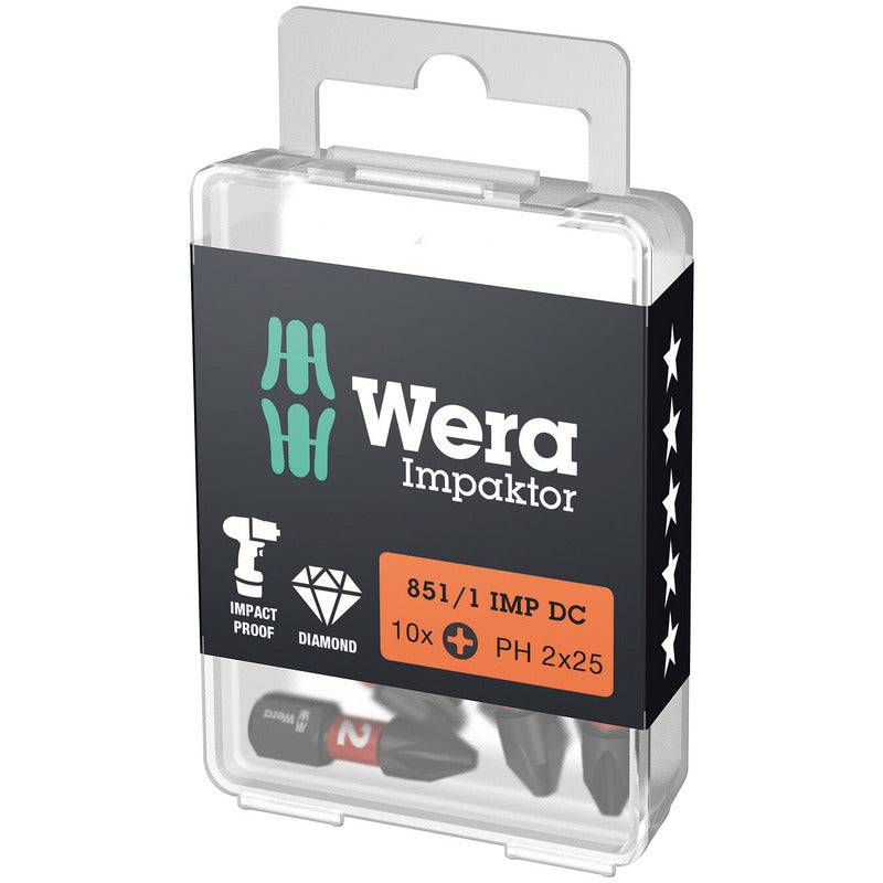 Wera 851/1IMP DC Bit PH2 x 25mm Impaktor 10 Pack