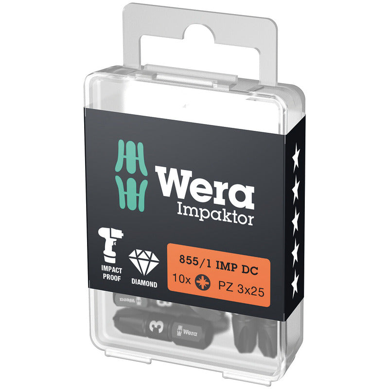 Wera 855/1IMP DC Bit PZ3 x 25mm Impaktor 10 Pack