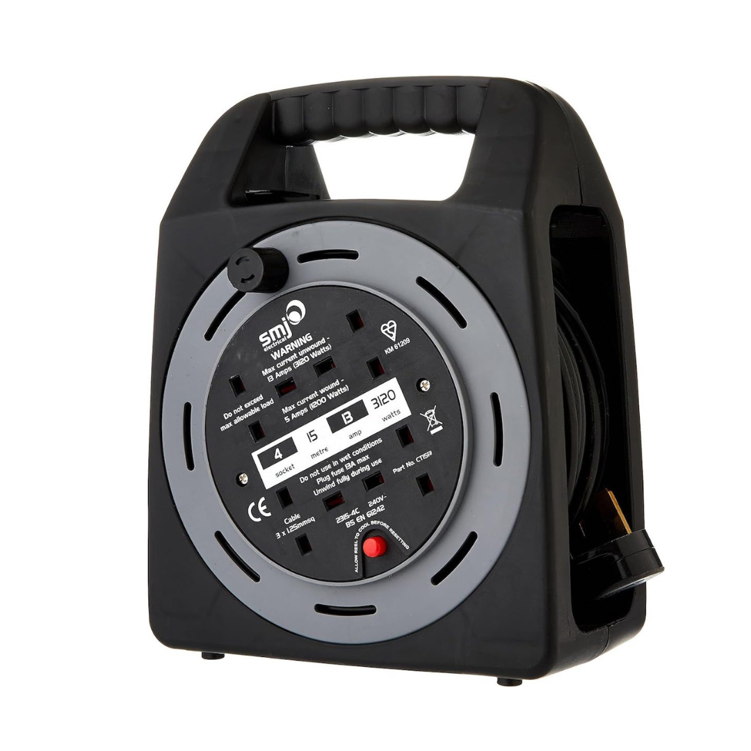 SMJ CT1513 15M 13A 4 Socket Cable Reel with Thermal Cutout