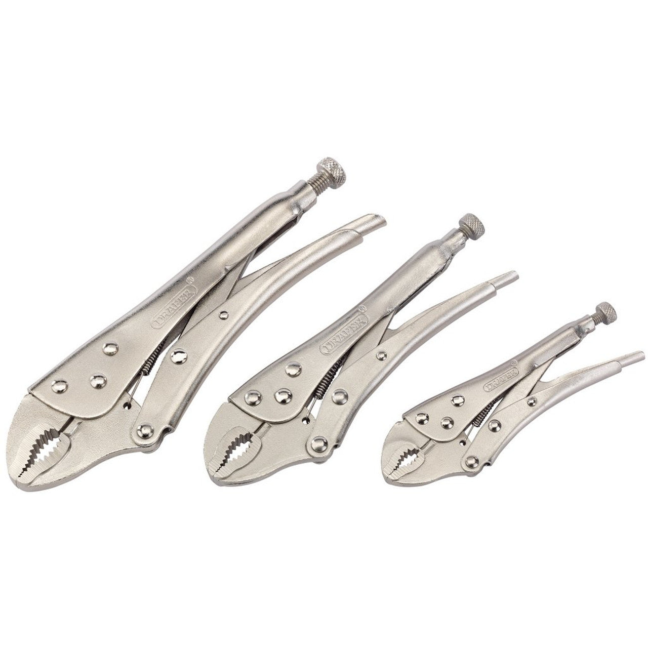 Draper 14040 Curved Jaw Self Grip Pliers Set (3 Piece)