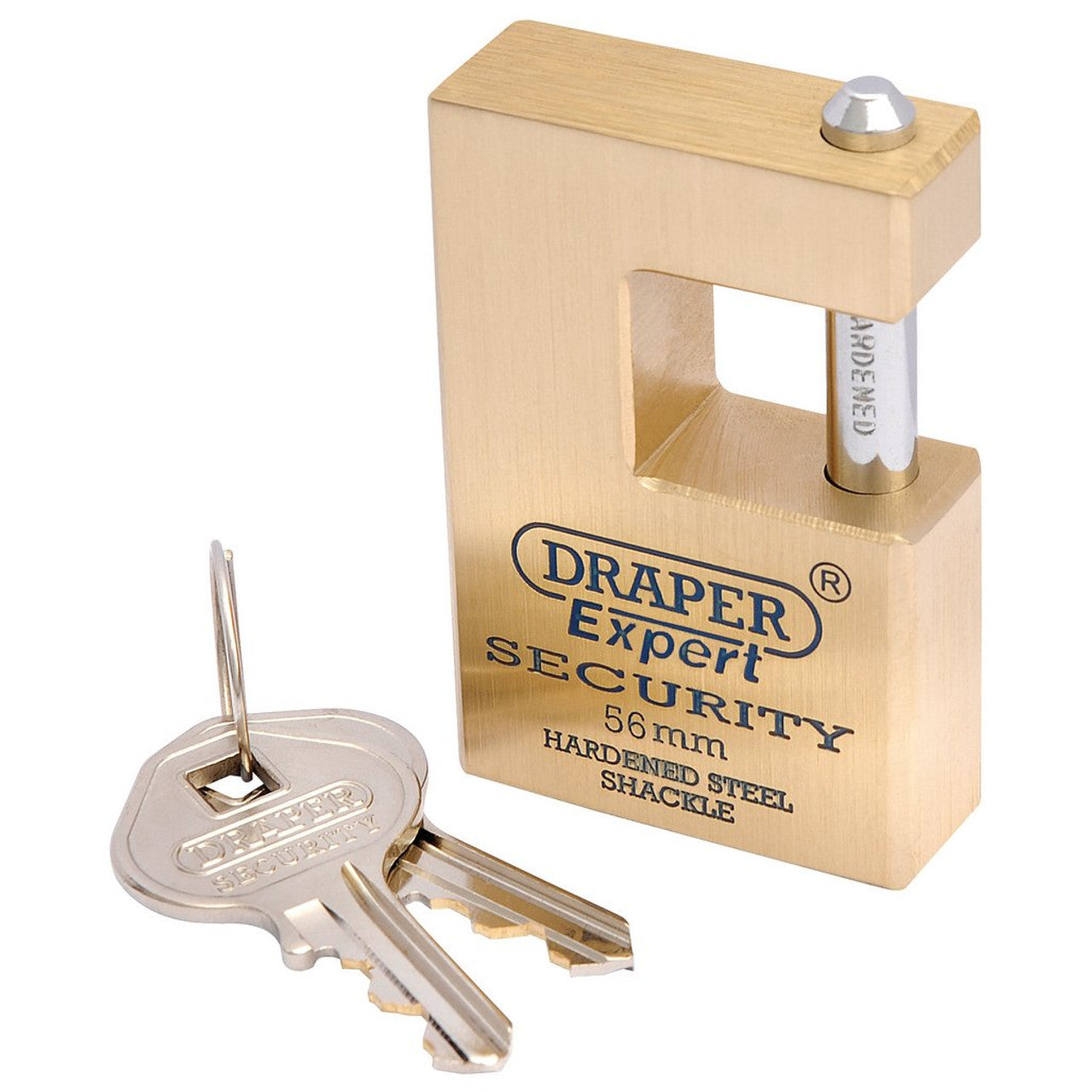 Draper 64200 Draper Expert Close Shackle Solid Brass Padlock with Hardened Steel Shackle, 2 Keys, 56mm