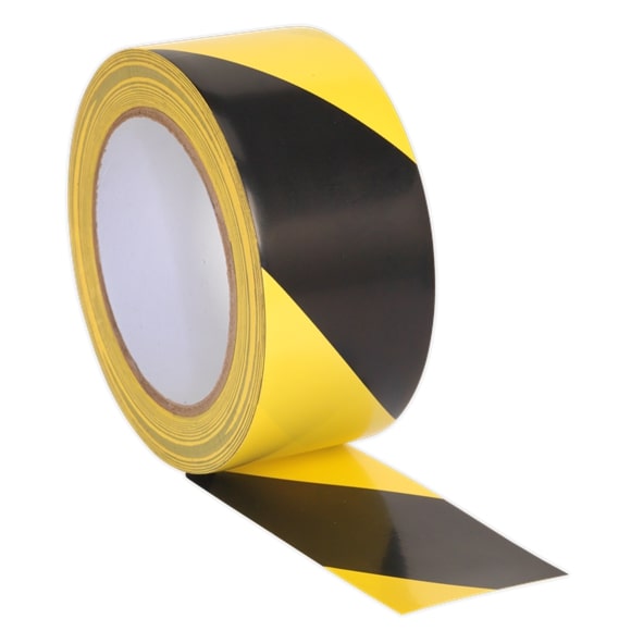 Sealey HWTBY 50mm x 33m Black/Yellow Hazard Warning Tape