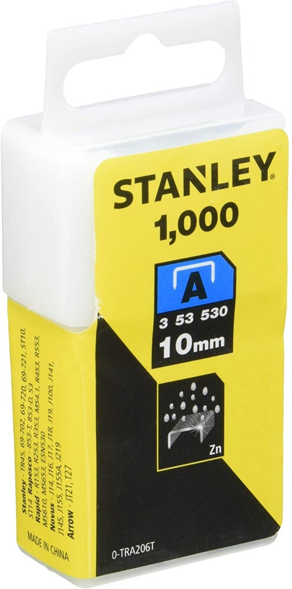Stanley 0-TRA206T 10mm Light Duty Staples, (x1000)