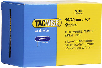 Tacwise 0311 90/40mm Galvanised Narrow Crown Staples, Box of 5000