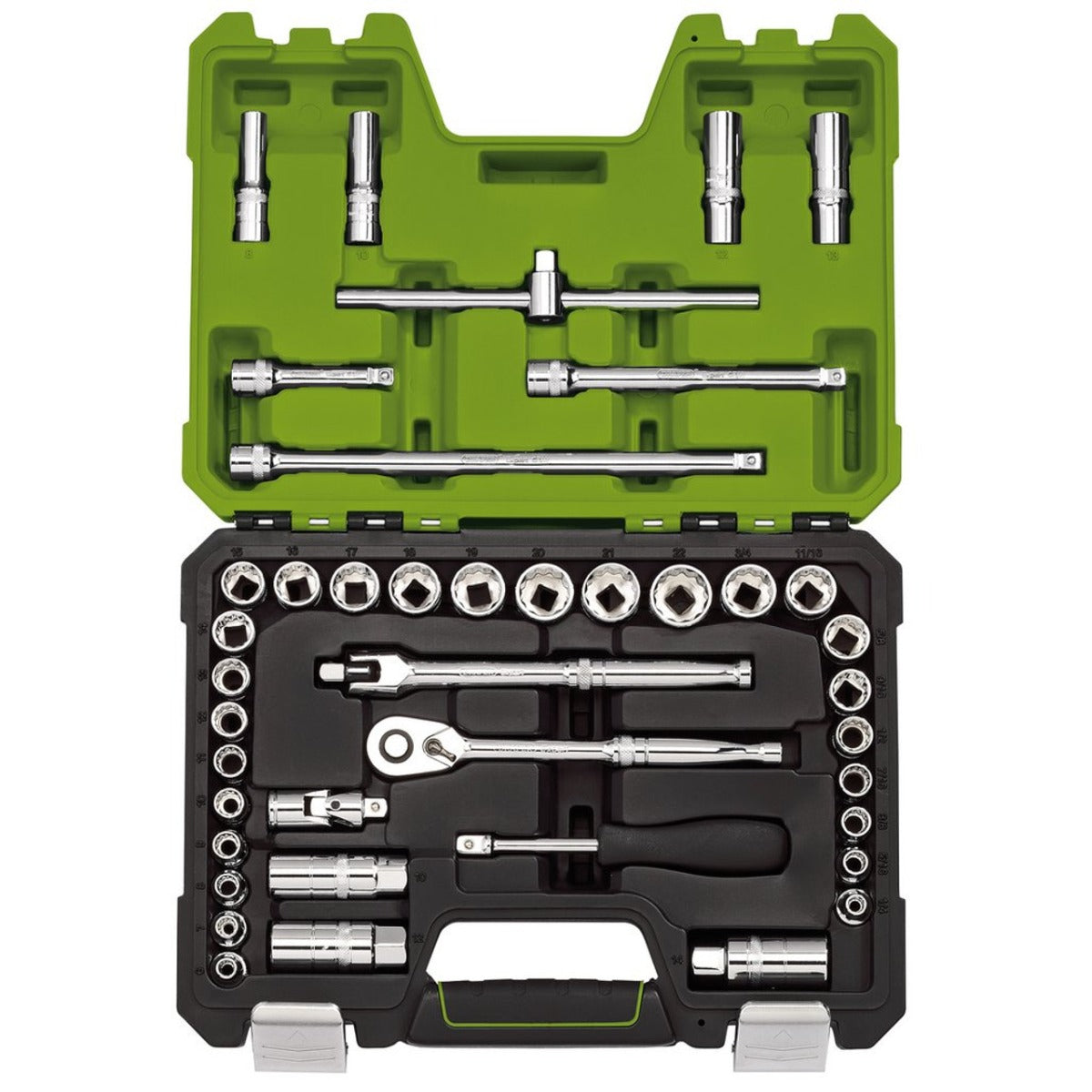 Draper 04464 Expert MM/AF Combined Socket Set, 3/8" Sq. Dr., Green (41 Piece)