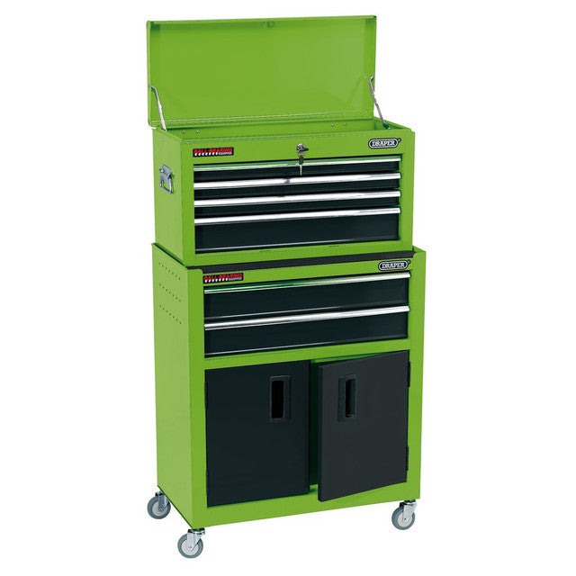 Draper 19566 Combined Roller Cabinet and Tool Chest, 6 Drawer, 24", Green