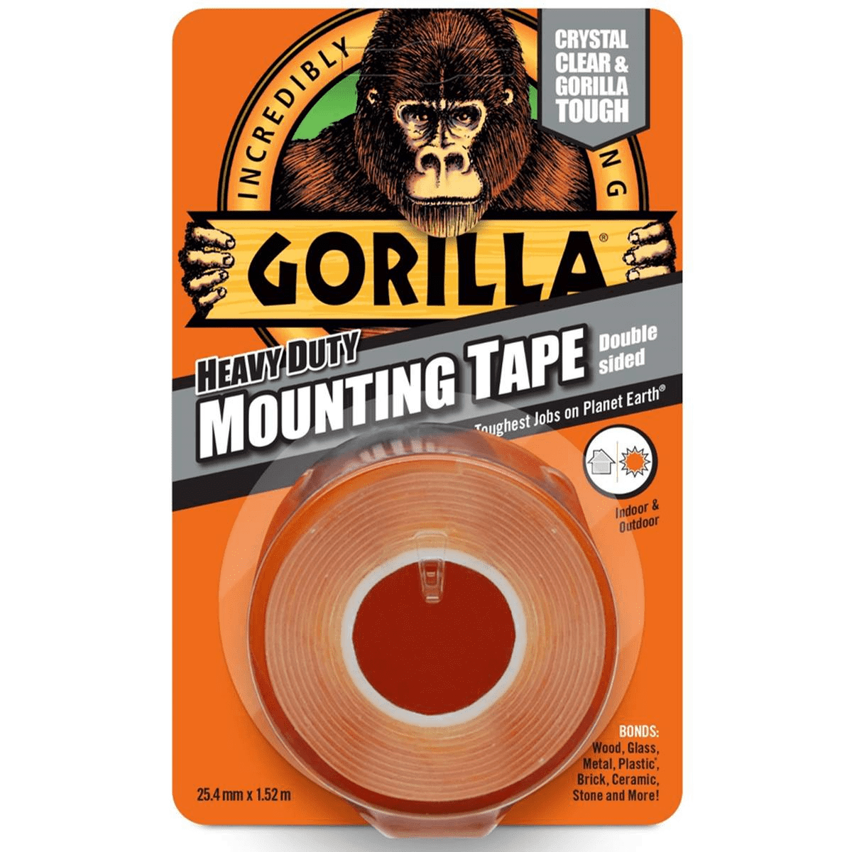 Gorilla Glue Heavy Duty Double Sided Mounting Tape, Clear, 1.5m
